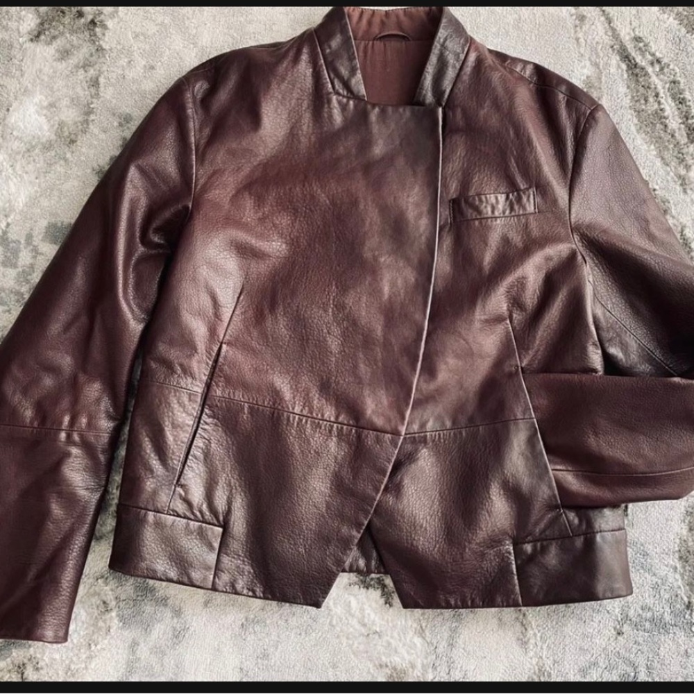 Brunello Cuccinelli Women’s Moto Brown Biker Leather Jacket size 40 ITALY